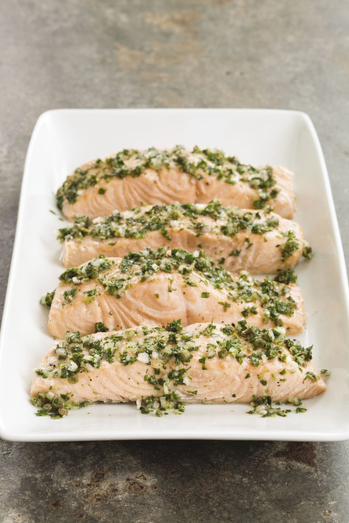Food Column ATK Poached Salmon with Herb and Caper Vinaigrette